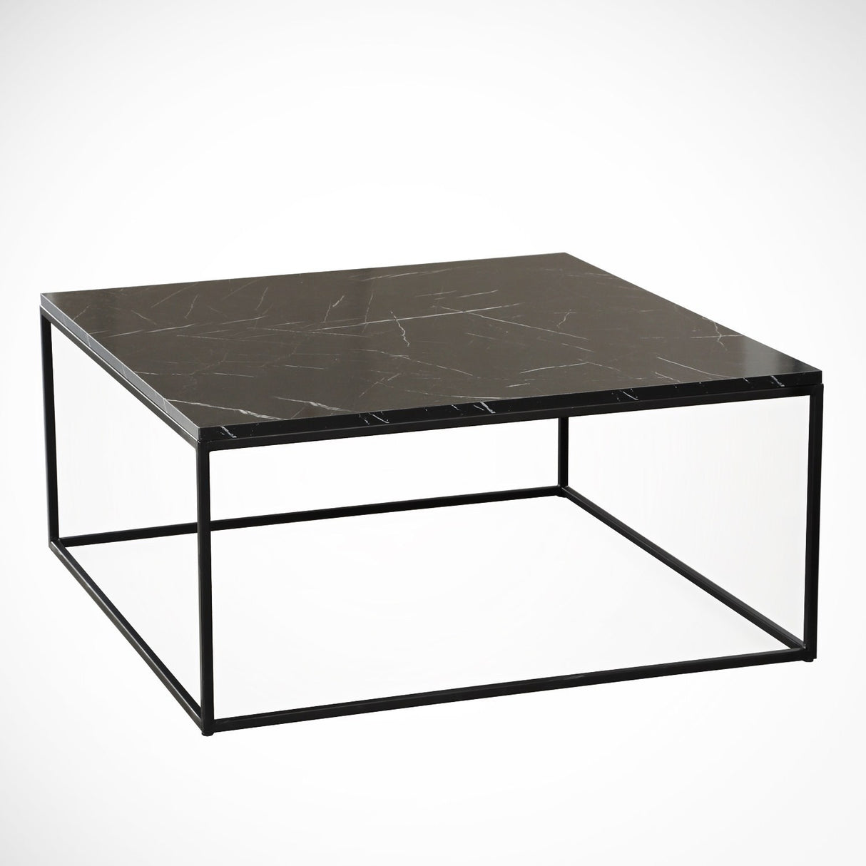 Square Coffee Table 75x75 cm Pola - Black Marble Look Melamine