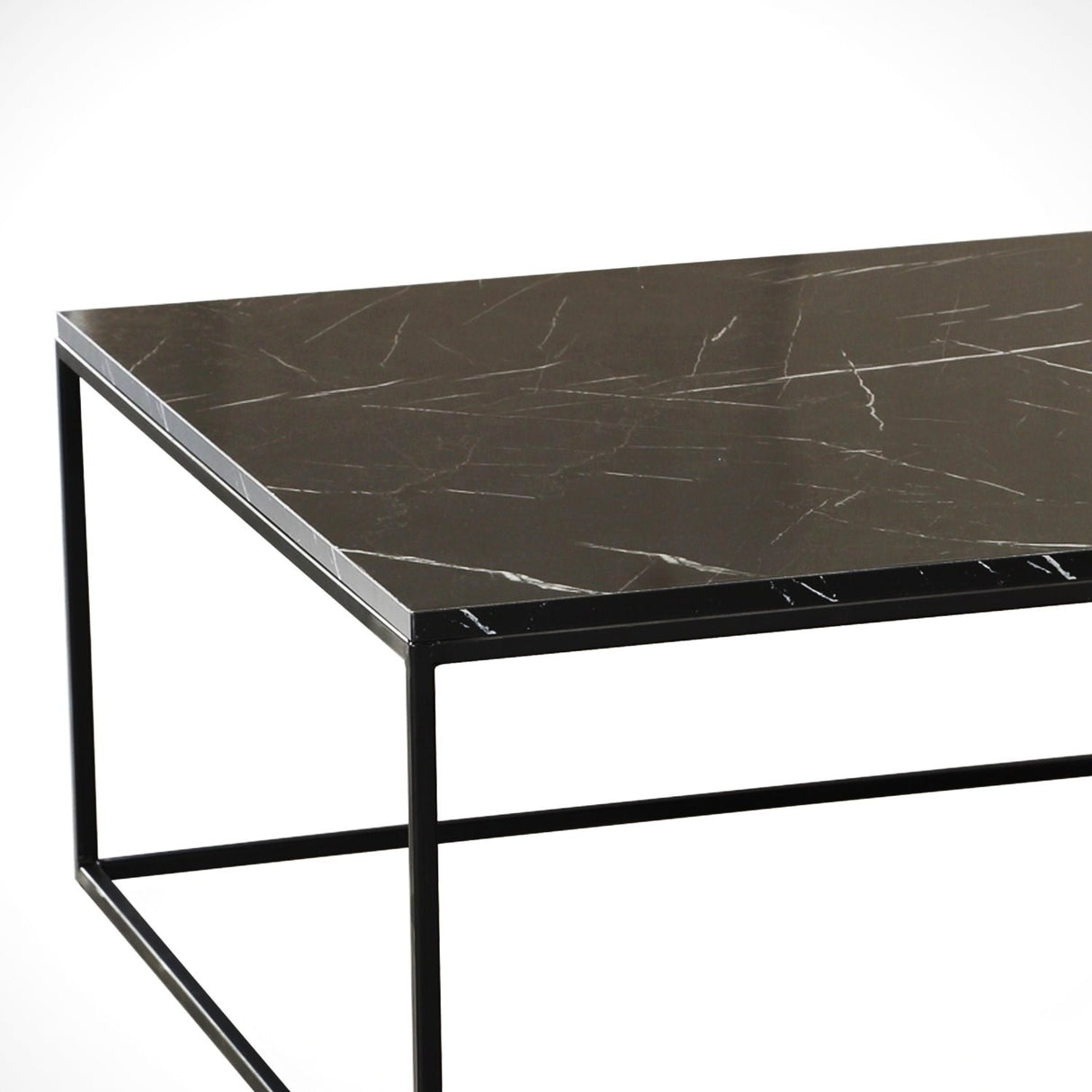 Square Coffee Table 75x75 cm Pola - Black Marble Look Melamine
