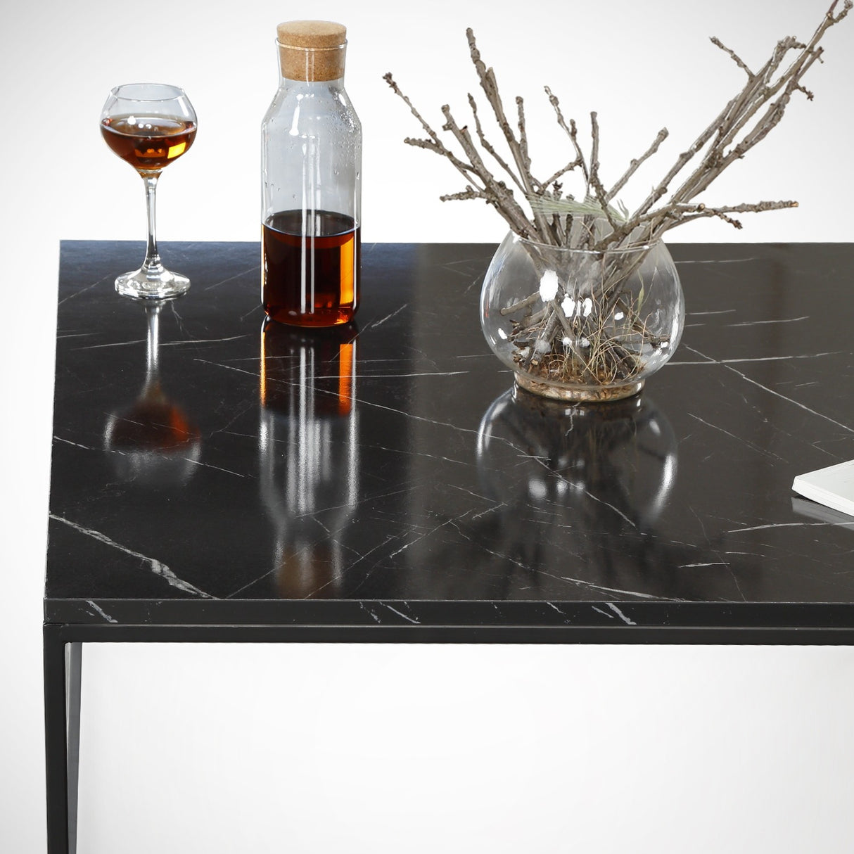 Square Coffee Table 75x75 cm Pola - Black Marble Look Melamine