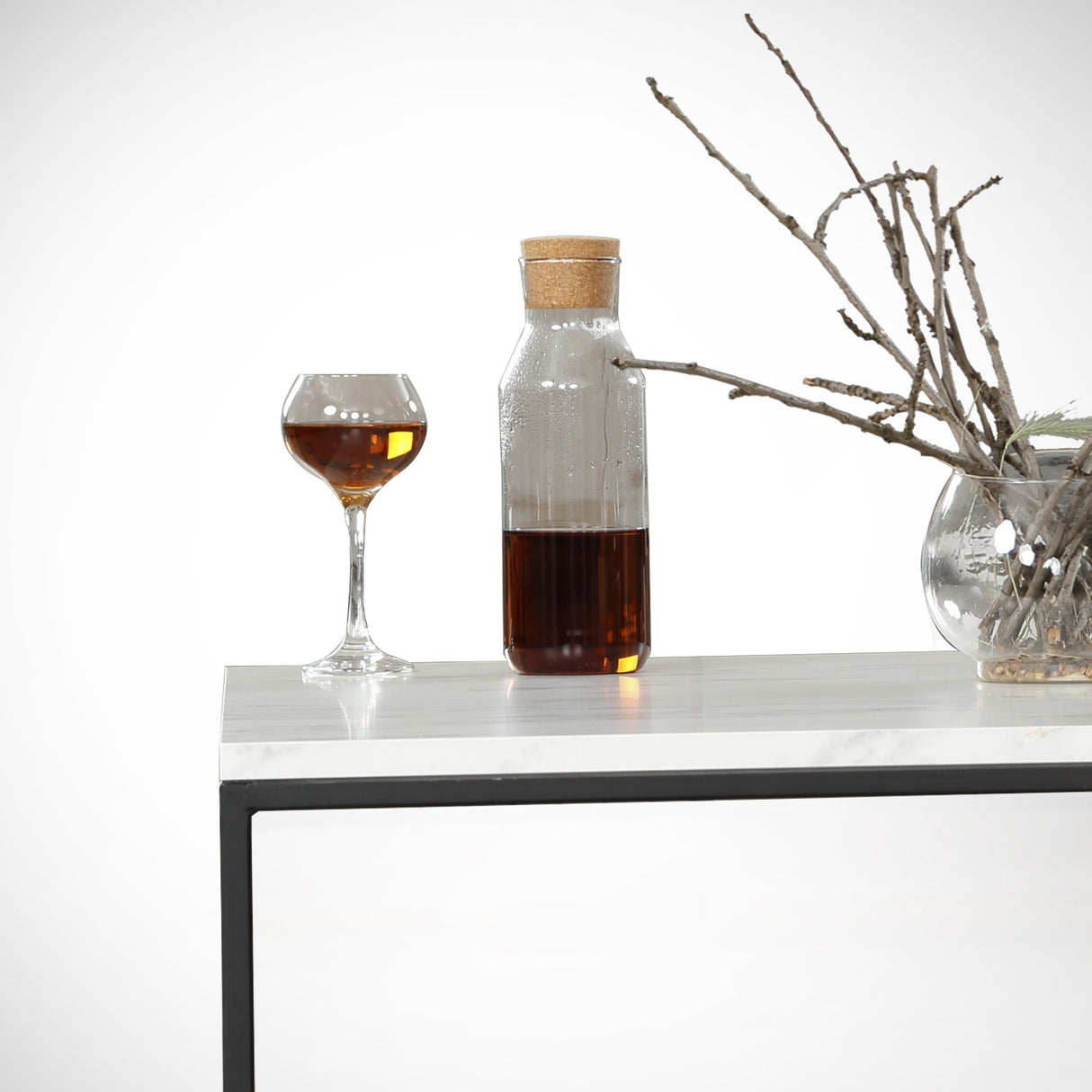 Square Coffee Table 75x75 cm Pola - White Marble Look Melamine