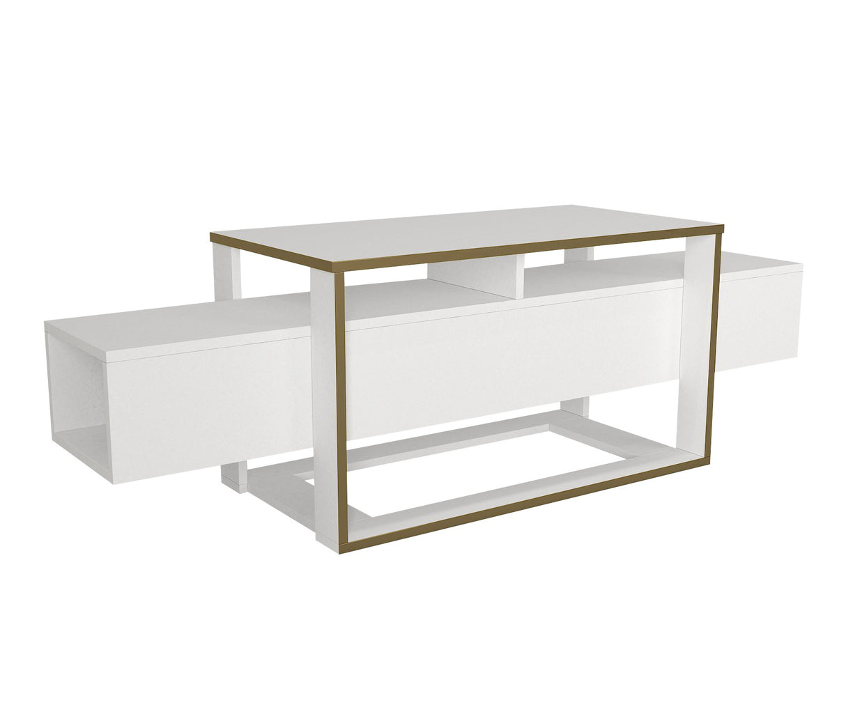 TV Meubels - TV Meubel Bianco Wit Goud Melamine 160x49,8x46,1 cm - Dimehouse