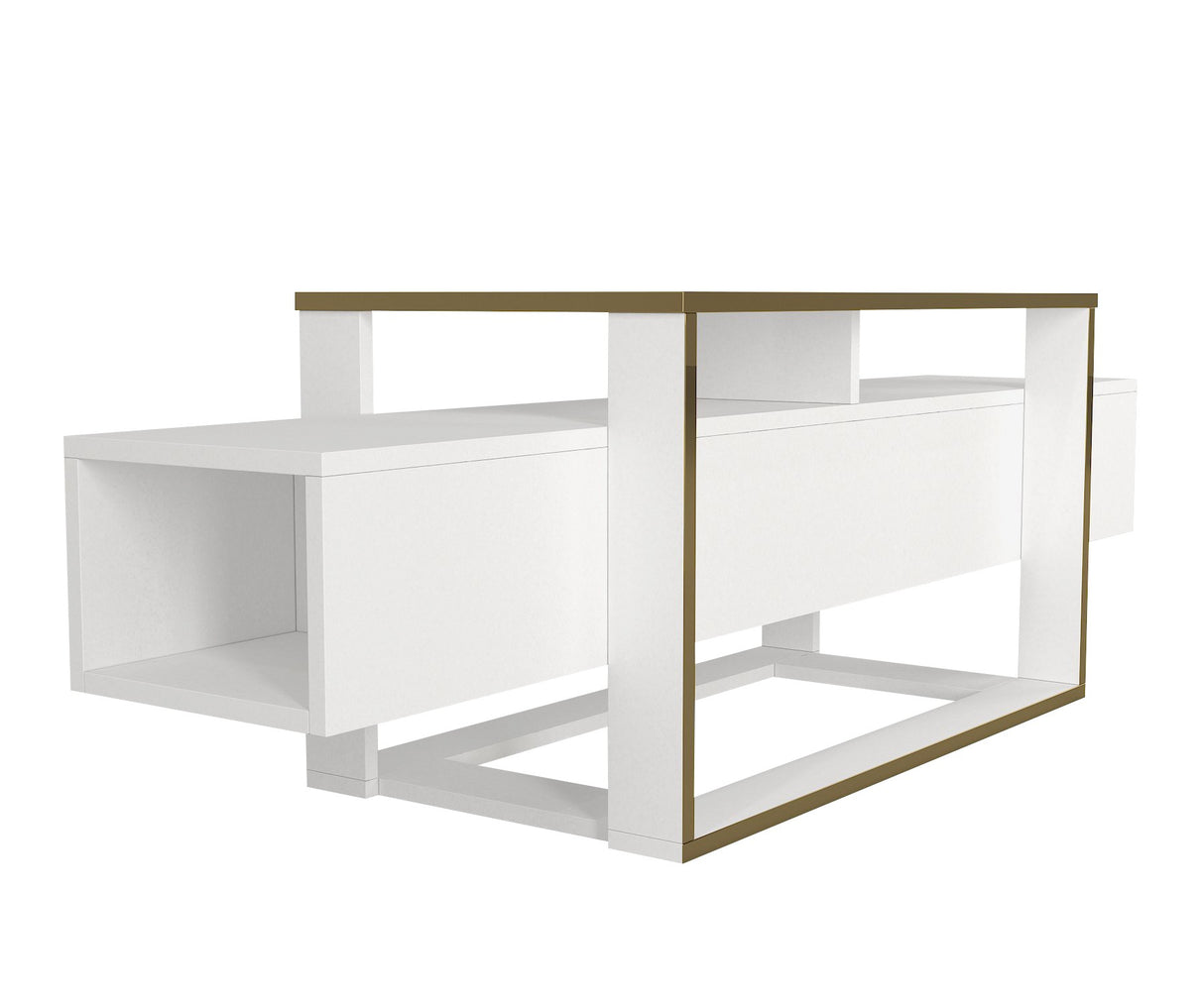 TV Meubels - TV Meubel Bianco Wit Goud Melamine 160x49,8x46,1 cm - Dimehouse