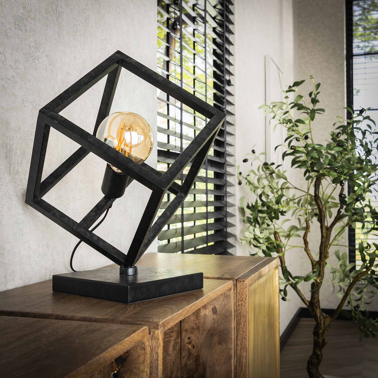 Table lamp Drew cube black