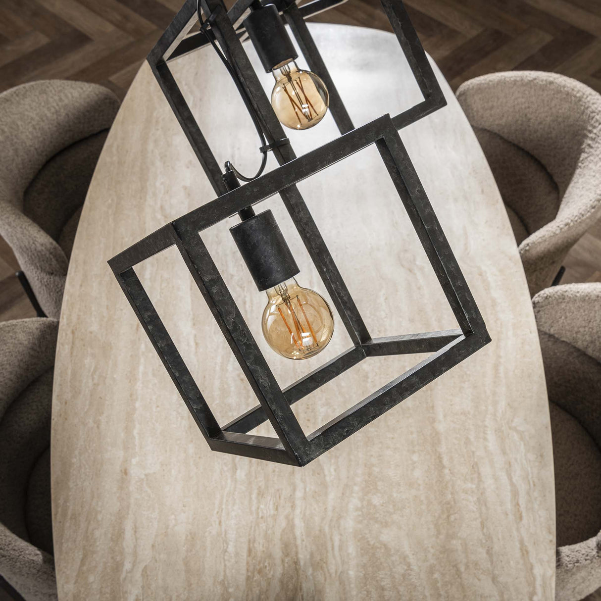 Drew 4-light cube pendant lamp black