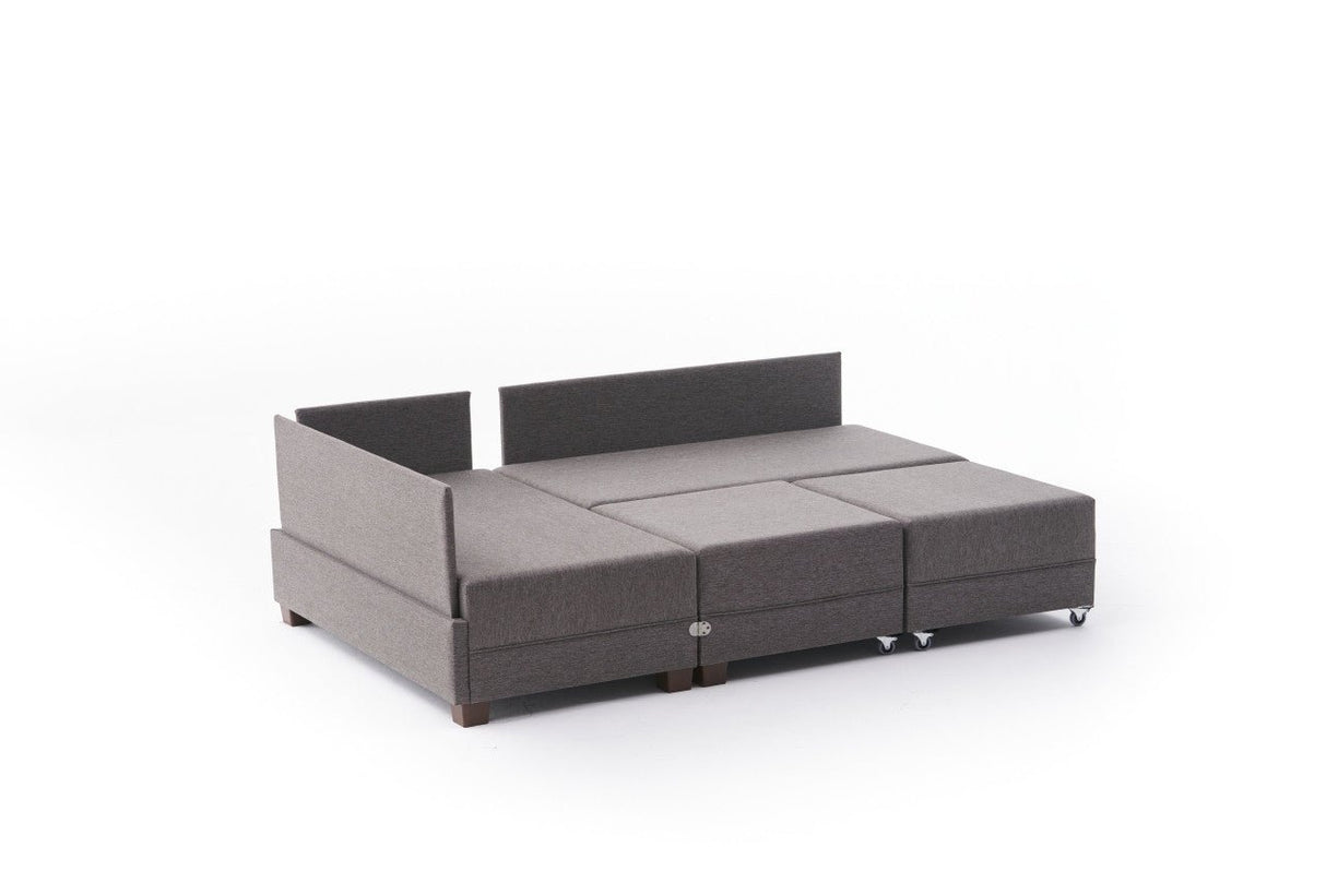 Sofa bed taupe fabric - XXL 280 x 210 - Left - Fly