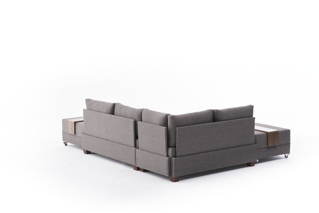 Sofa bed taupe fabric - XXL 280 x 210 - Left - Fly