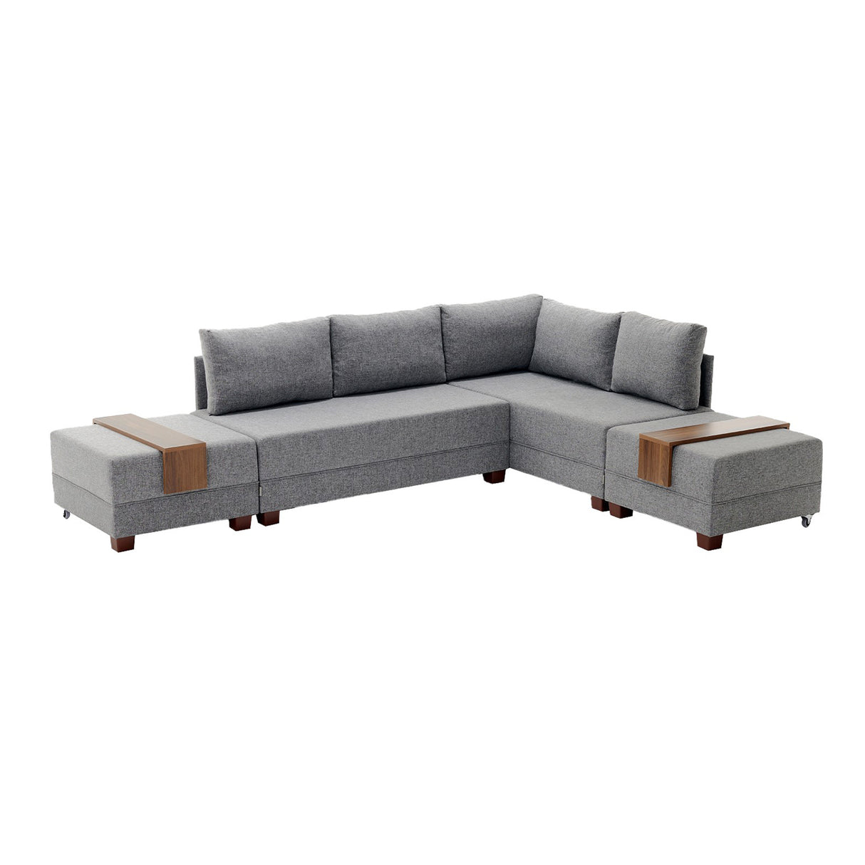 Sofa bed gray fabric - XXL 280 x 210 - Right - Fly