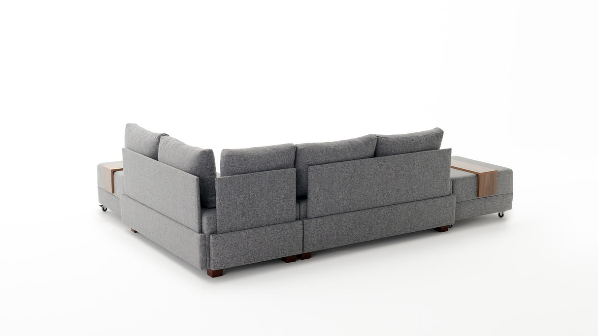 Sofa bed gray fabric - XXL 280 x 210 - Right - Fly