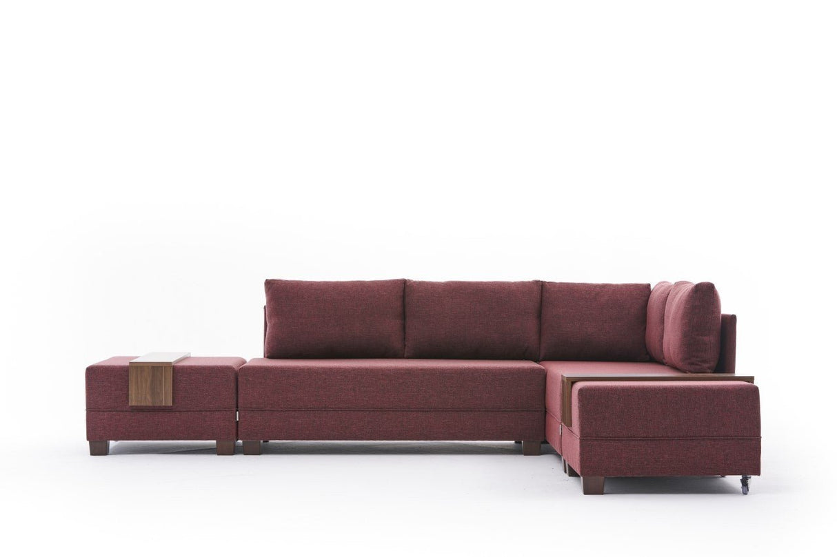 Sofa bed red fabric - XXL 280 x 210 - Right - Fly