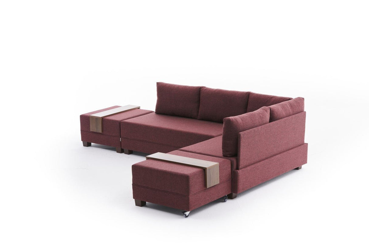 Sofa bed red fabric - XXL 280 x 210 - Right - Fly