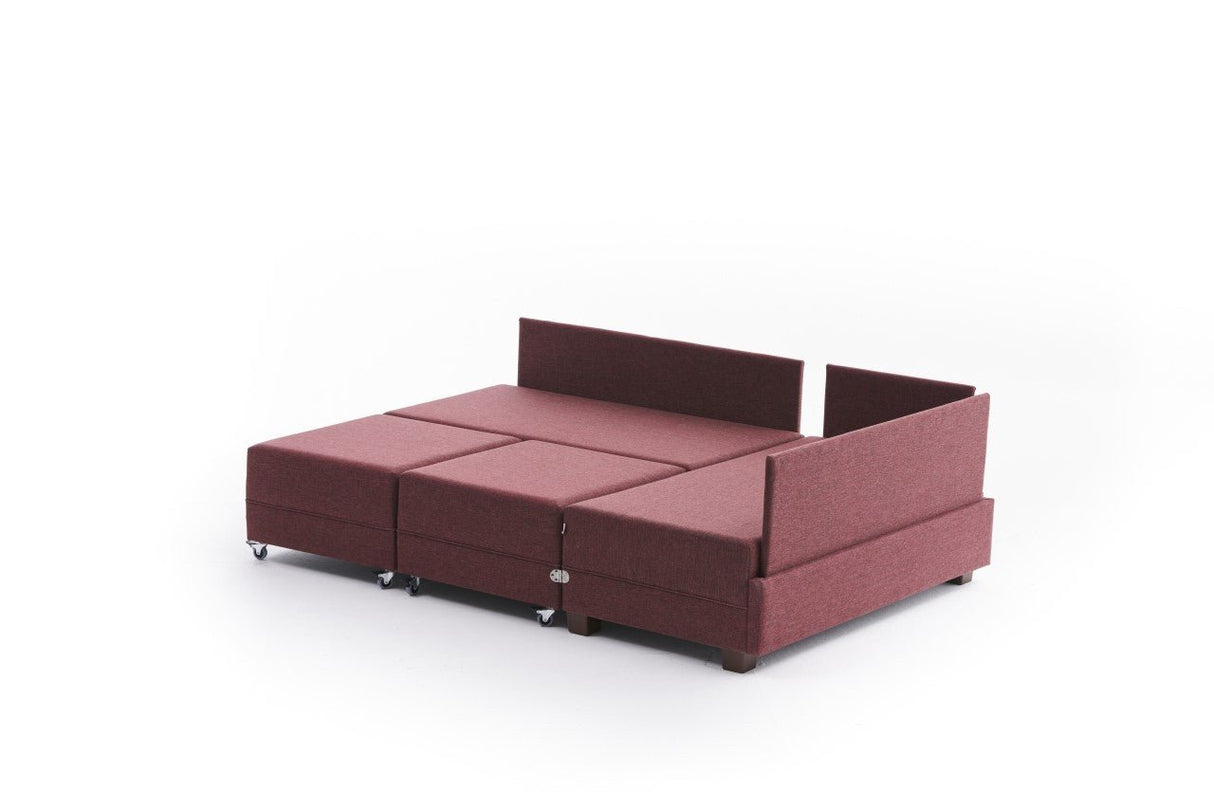 Sofa bed red fabric - XXL 280 x 210 - Right - Fly