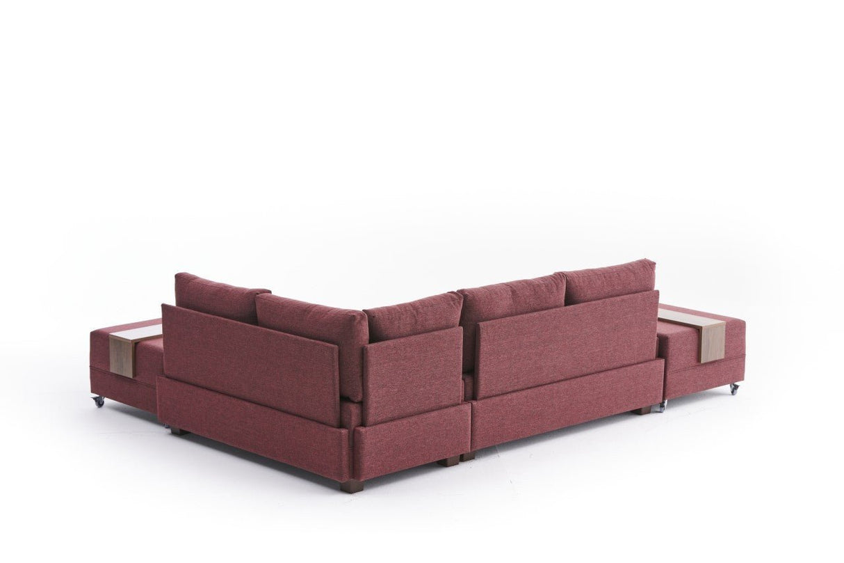 Sofa bed red fabric - XXL 280 x 210 - Right - Fly