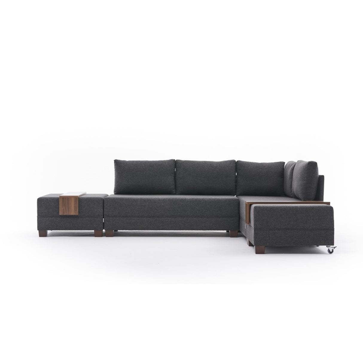 Sofa bed anthracite fabric - XXL 280 x 210 - Right - Fly