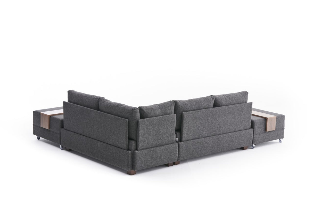 Sofa bed anthracite fabric - XXL 280 x 210 - Right - Fly