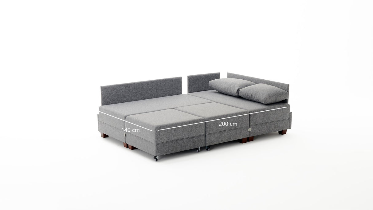 Sofa bed blue fabric - XXL 280 x 210 - Right - Fly