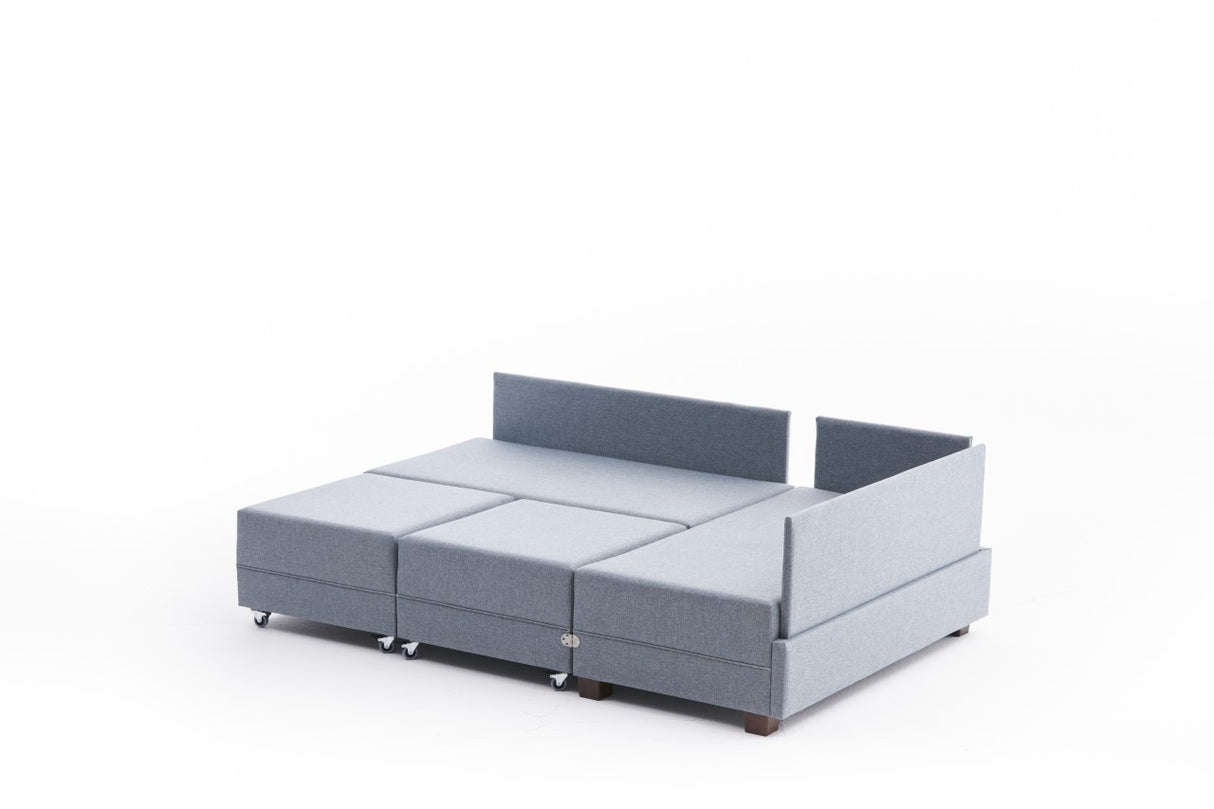 Sofa bed blue fabric - XXL 280 x 210 - Right - Fly