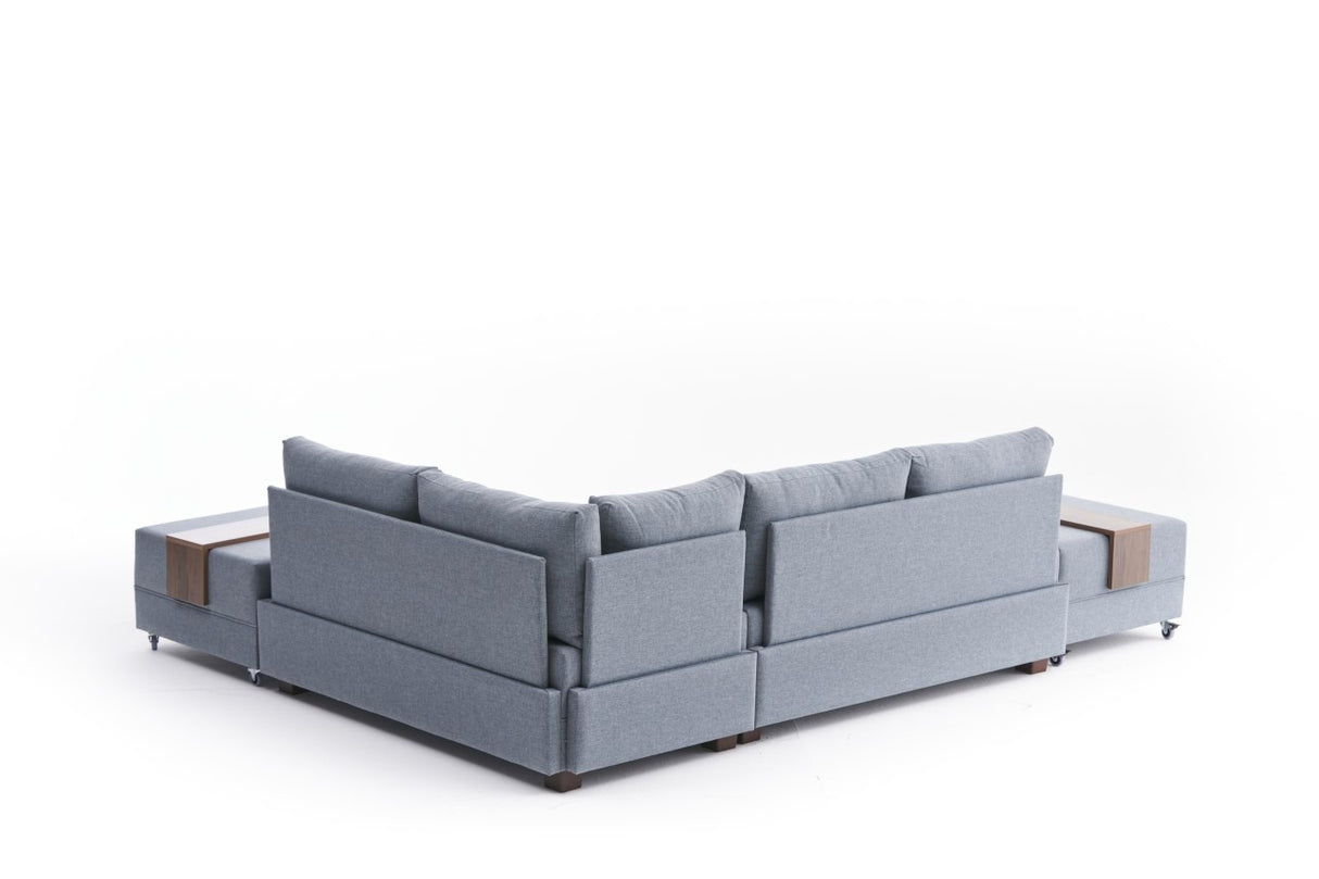 Sofa bed blue fabric - XXL 280 x 210 - Right - Fly