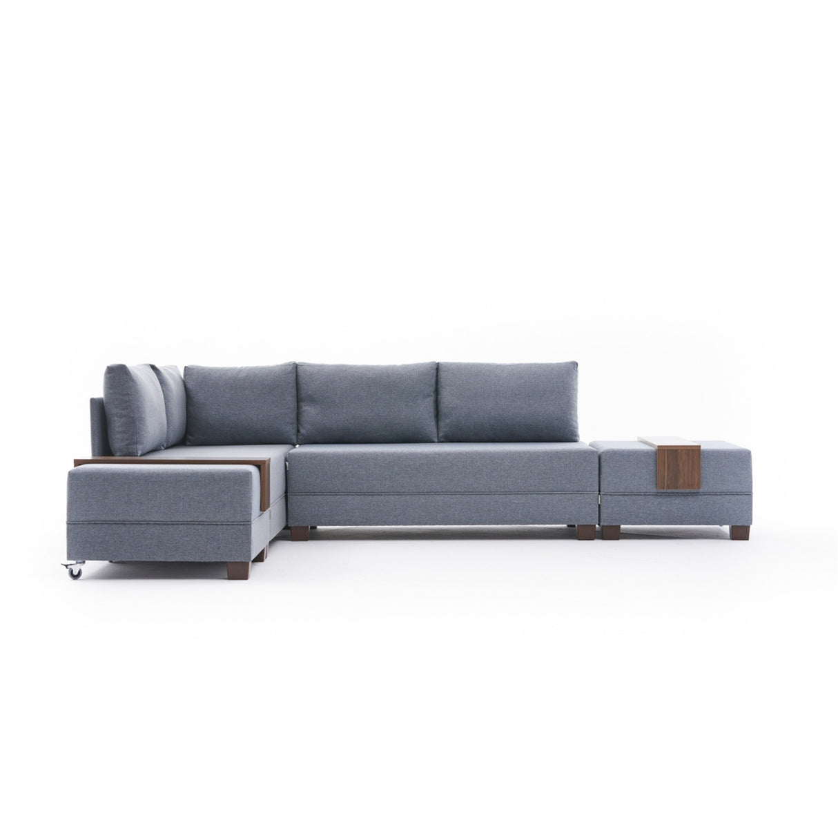 Sofa bed blue fabric - XXL 280 x 210 - Left - Fly