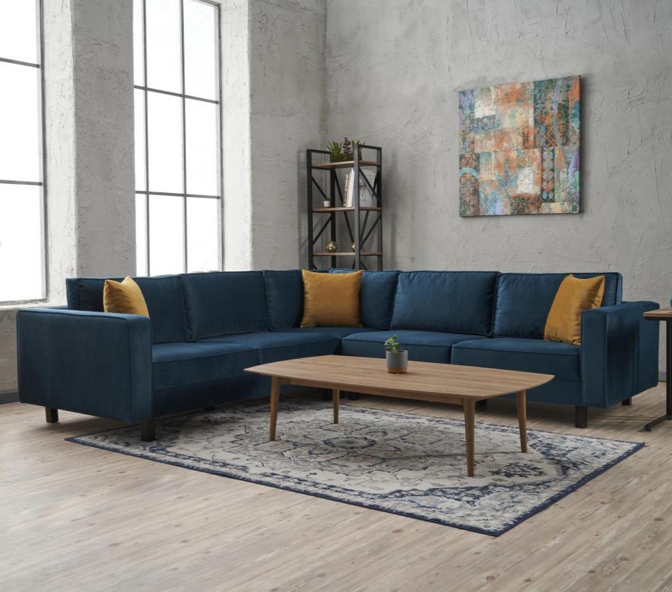 Corner sofa Kale Velvet Blue