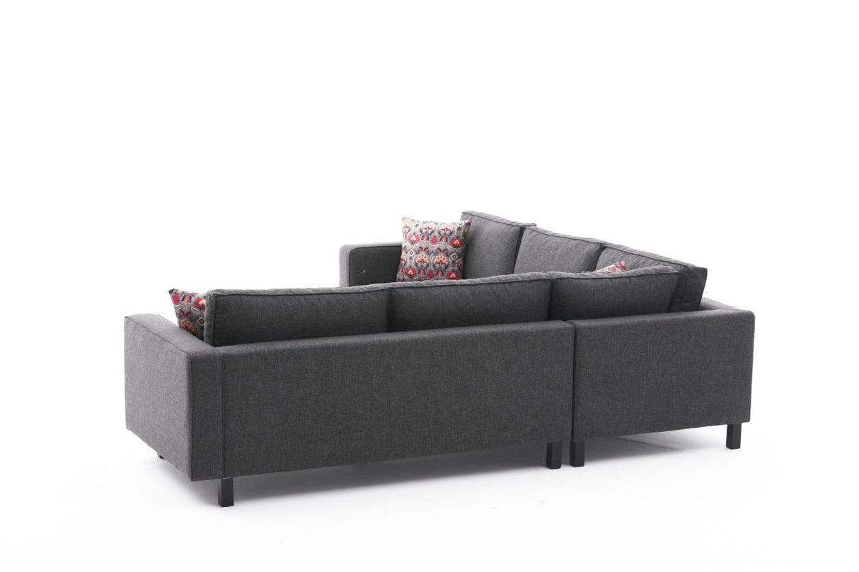 Corner sofa Kale Fabric Anthracite - five person