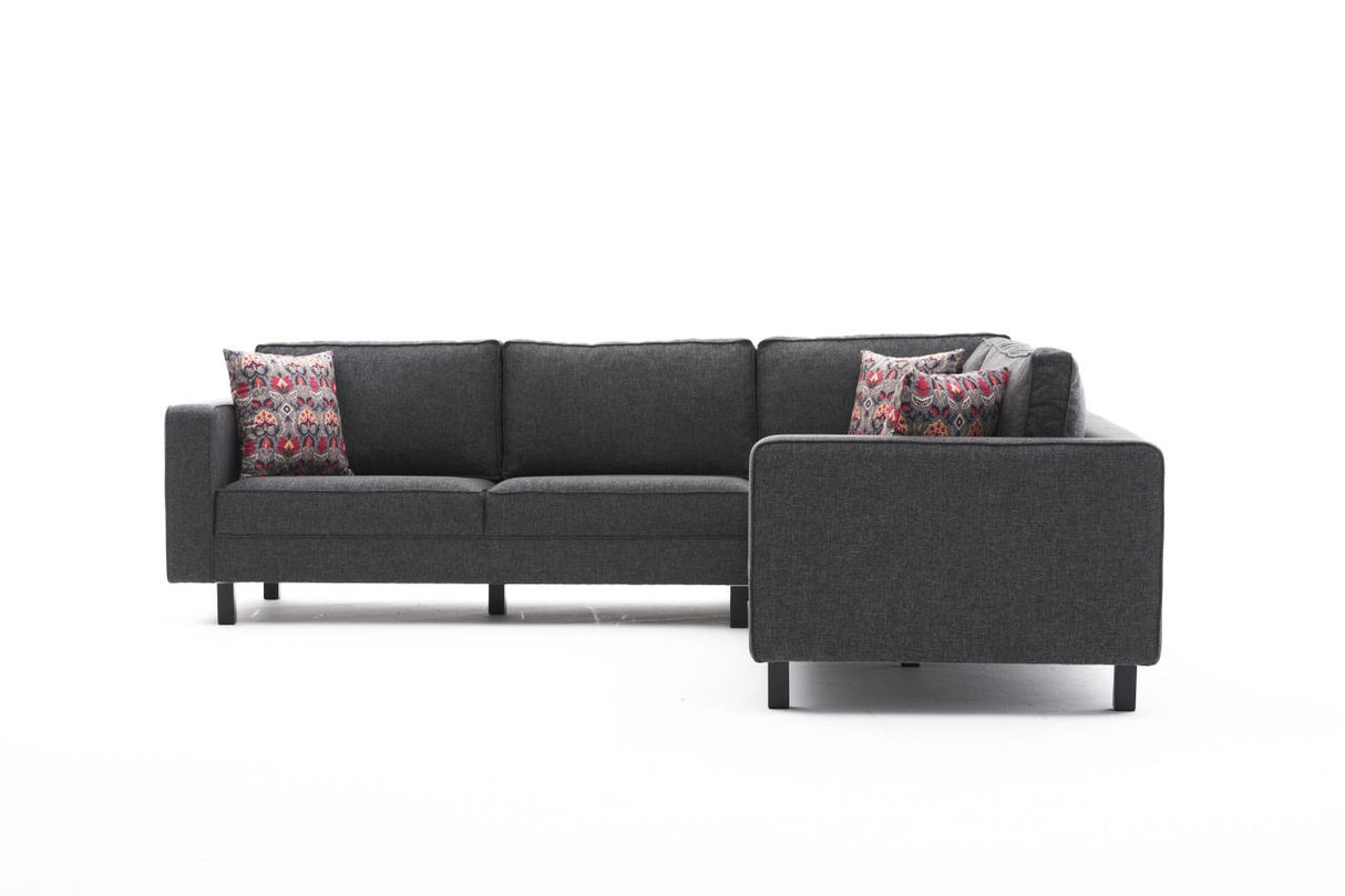 Corner sofa Kale Fabric Anthracite - five person