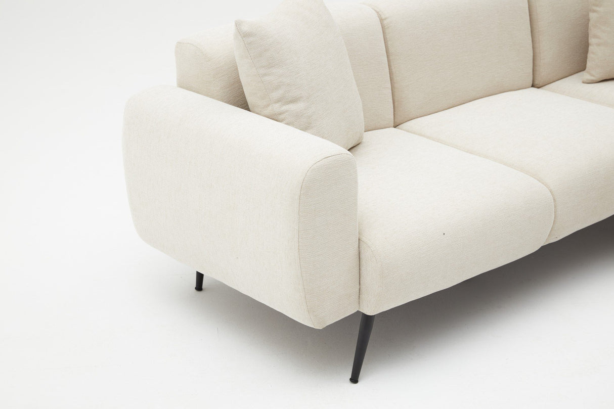 Corner sofa cream fabric - High slim legs - solid interior - 252 x 155 cm - Side