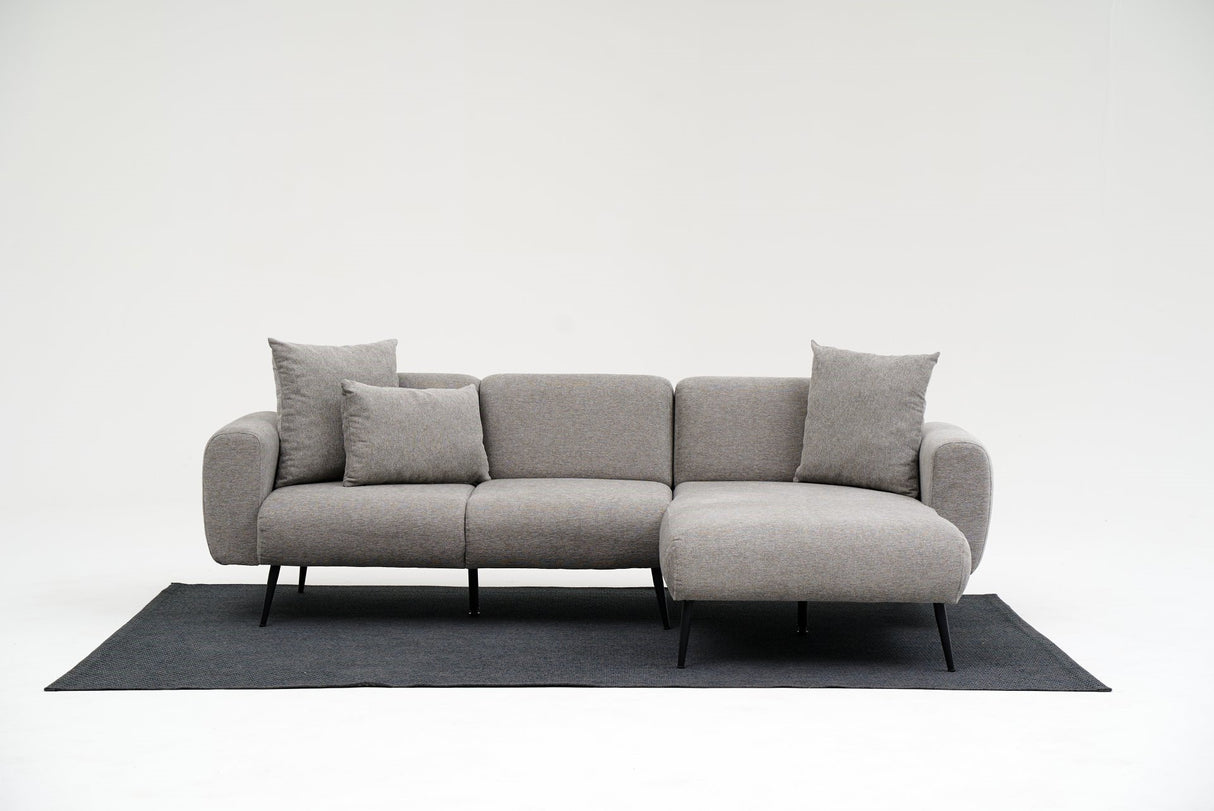 Corner sofa gray fabric - High slim legs - solid interior - 252 x 155 cm - Side