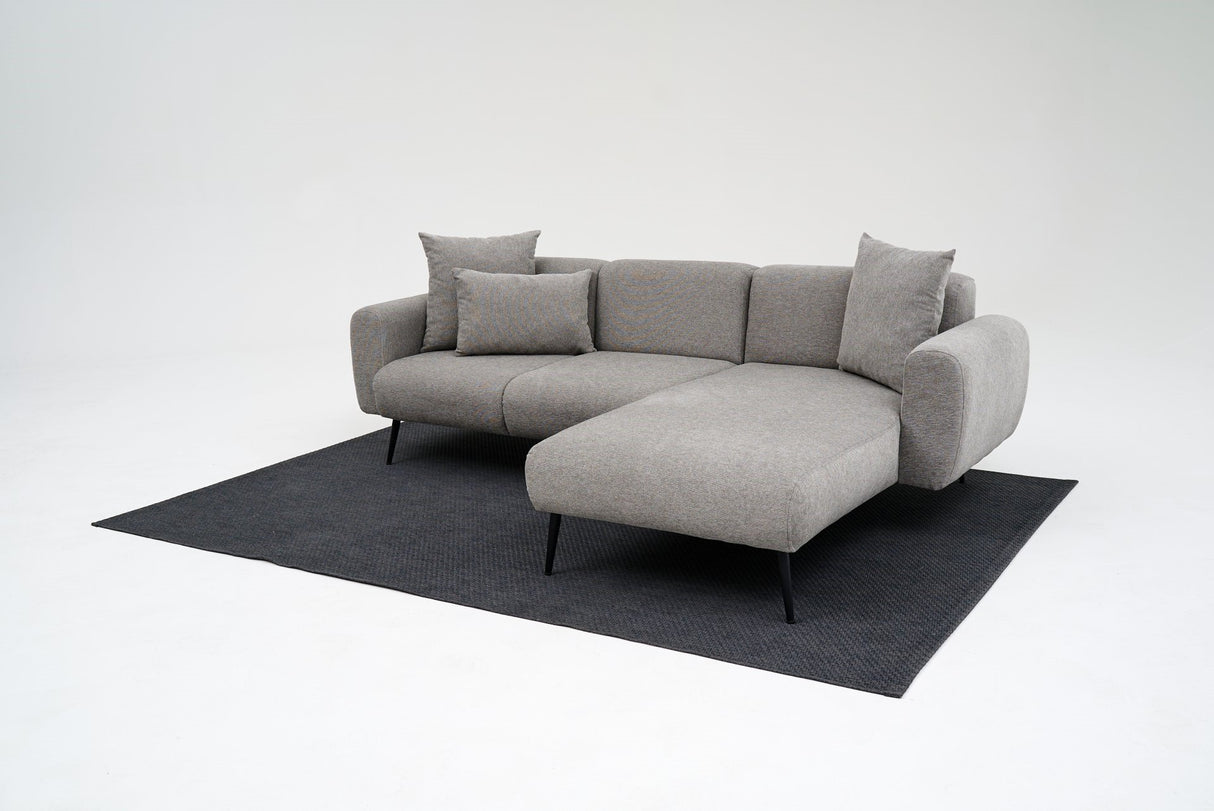 Corner sofa gray fabric - High slim legs - solid interior - 252 x 155 cm - Side