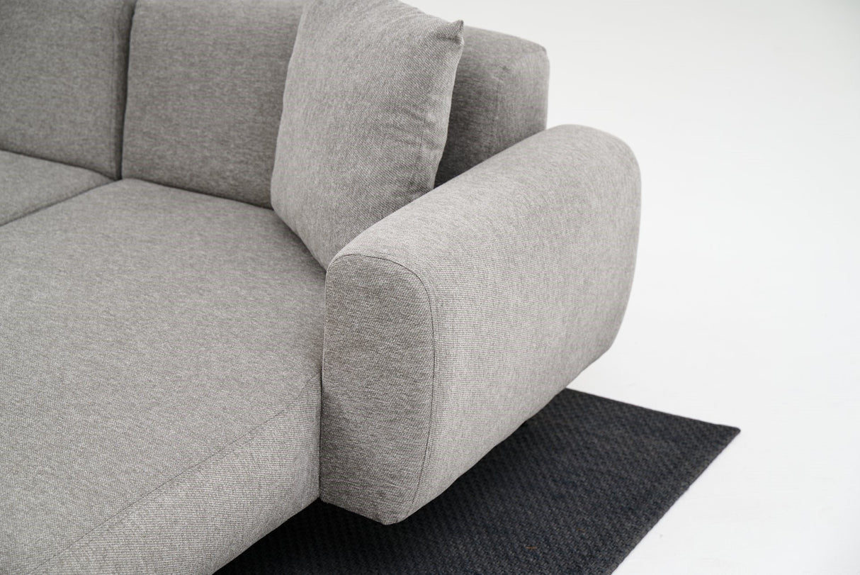 Corner sofa gray fabric - High slim legs - solid interior - 252 x 155 cm - Side