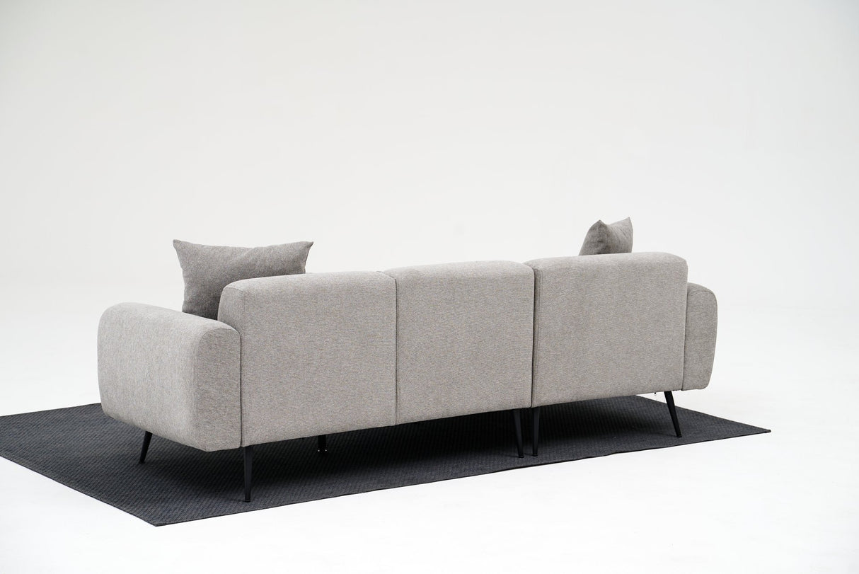Corner sofa gray fabric - High slim legs - solid interior - 252 x 155 cm - Side