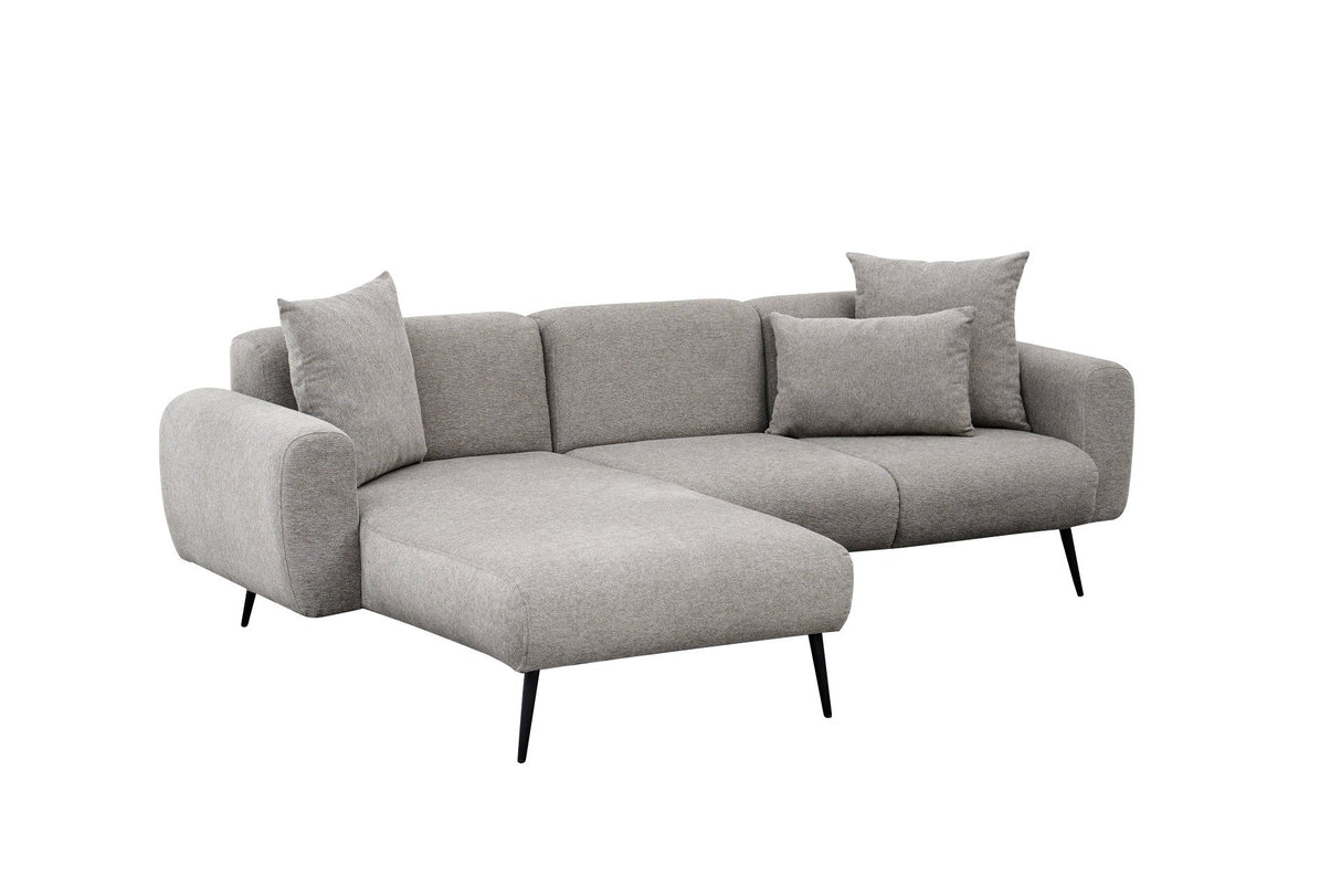 Corner sofa gray fabric - High slim legs - solid interior - 252 x 155 cm - Side