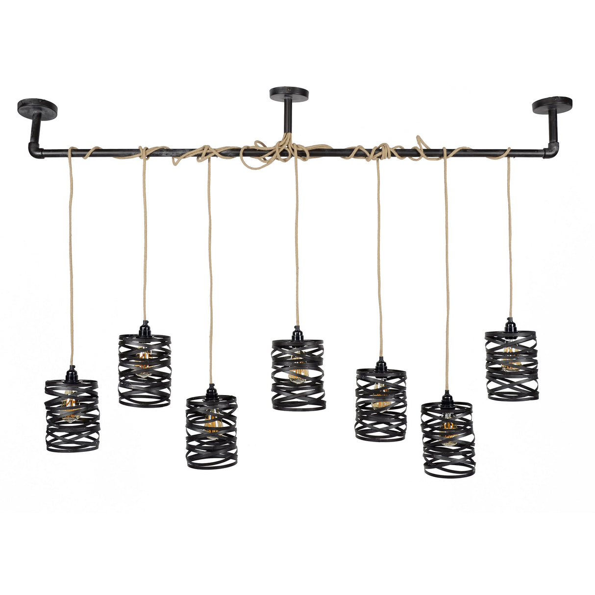 Hanglampen - Industriële Hanglamp Twist Metaal 7 - Lichts - Dimehouse