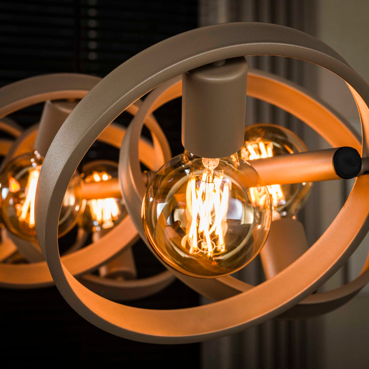 Hanging lamp 8-light beige metal round Otan