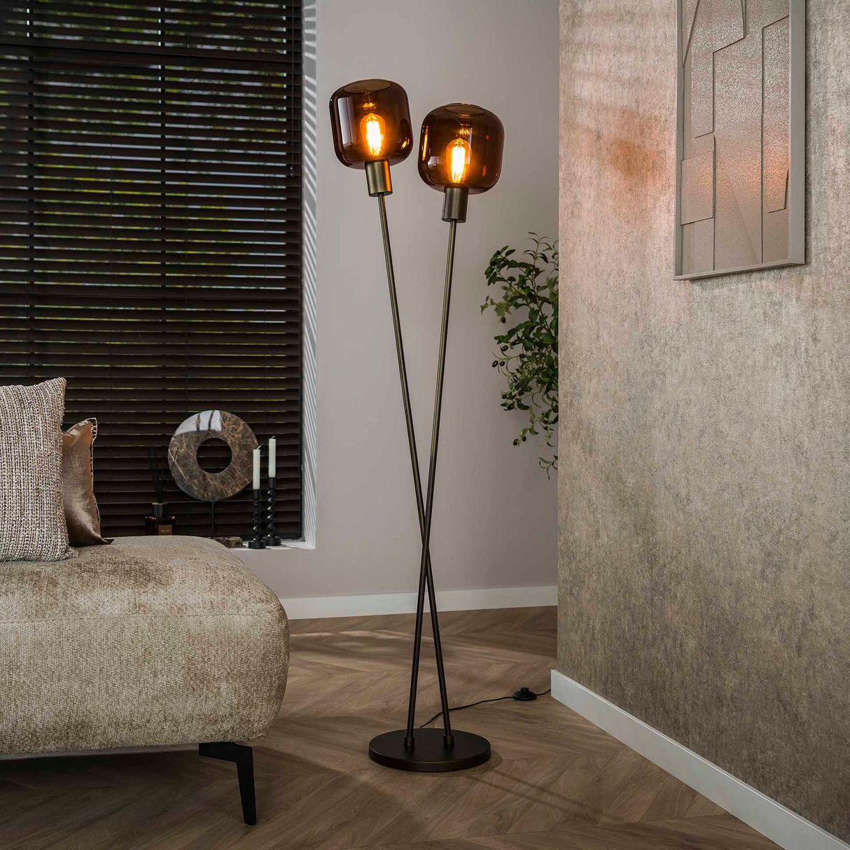 Floor lamp Terra Duo 2-lights - Brown