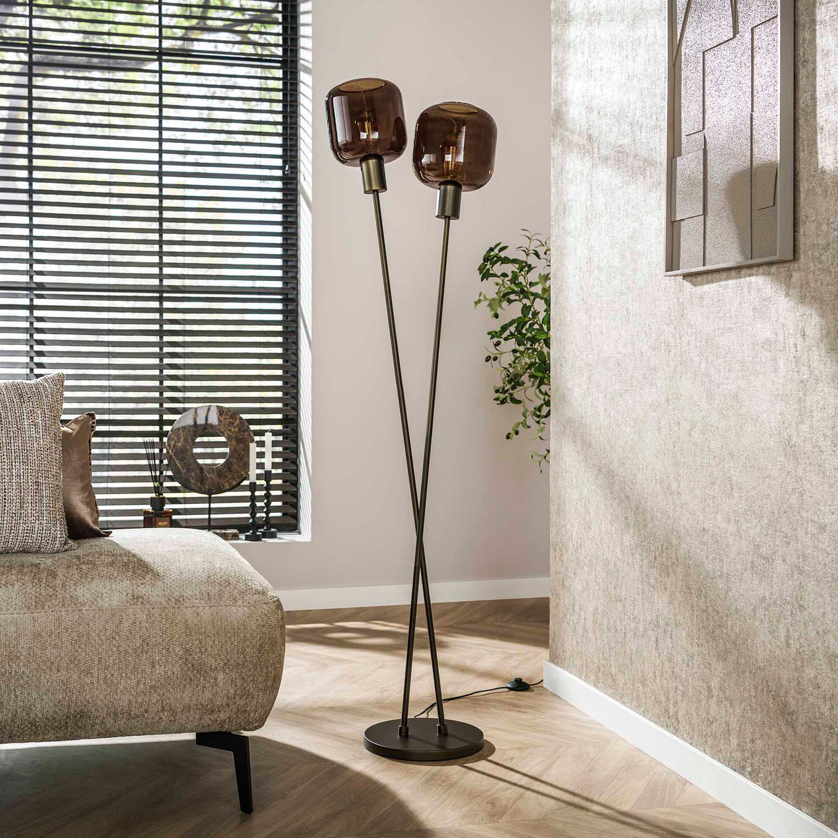 Floor lamp Terra Duo 2-lights - Brown