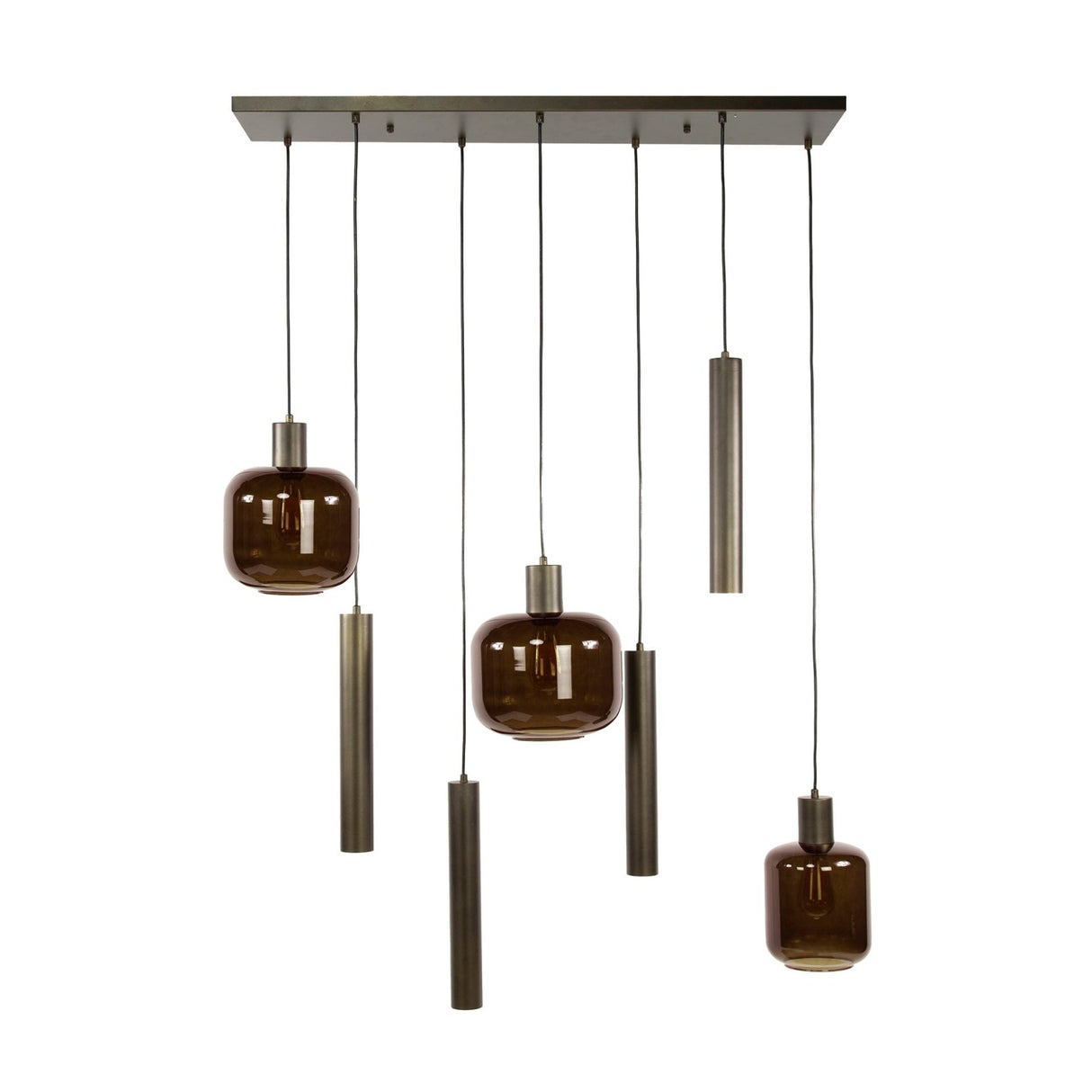 Pendant lamp Dax 7-lights brown 105 cm