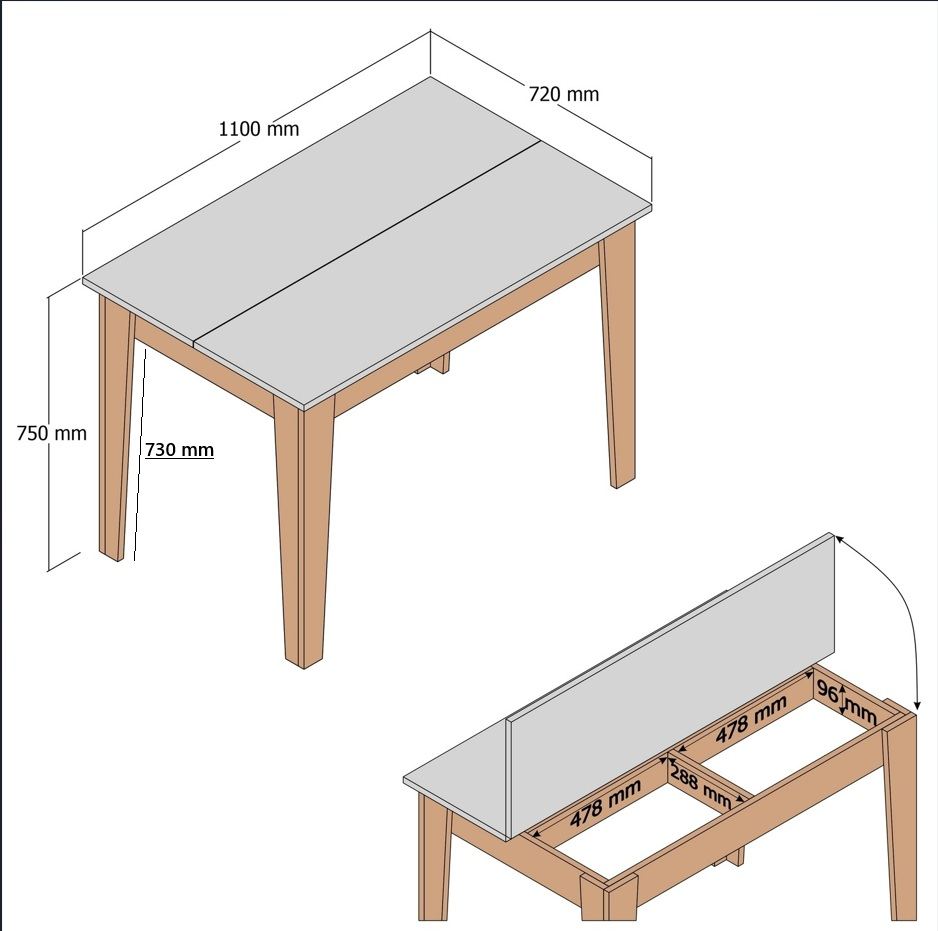 Kiev kitchen table walnut look 110 cm Melamine coated wood composite