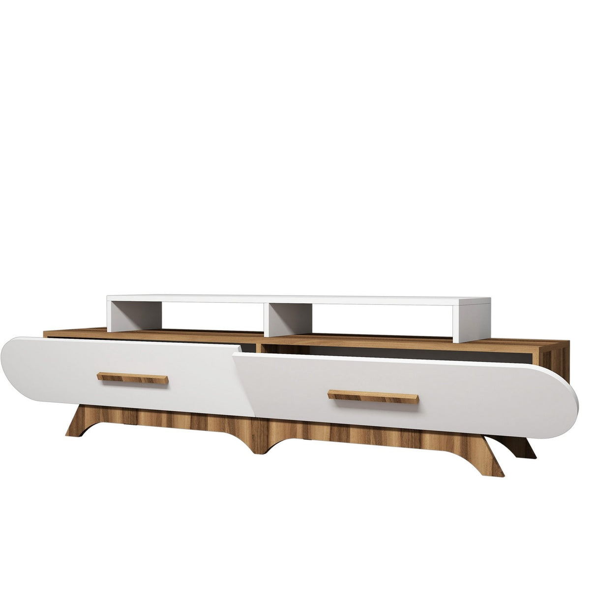 TV Meubels - TV Meubel Flora Walnoot Wit Melamine 205x50x36,8 cm - Dimehouse