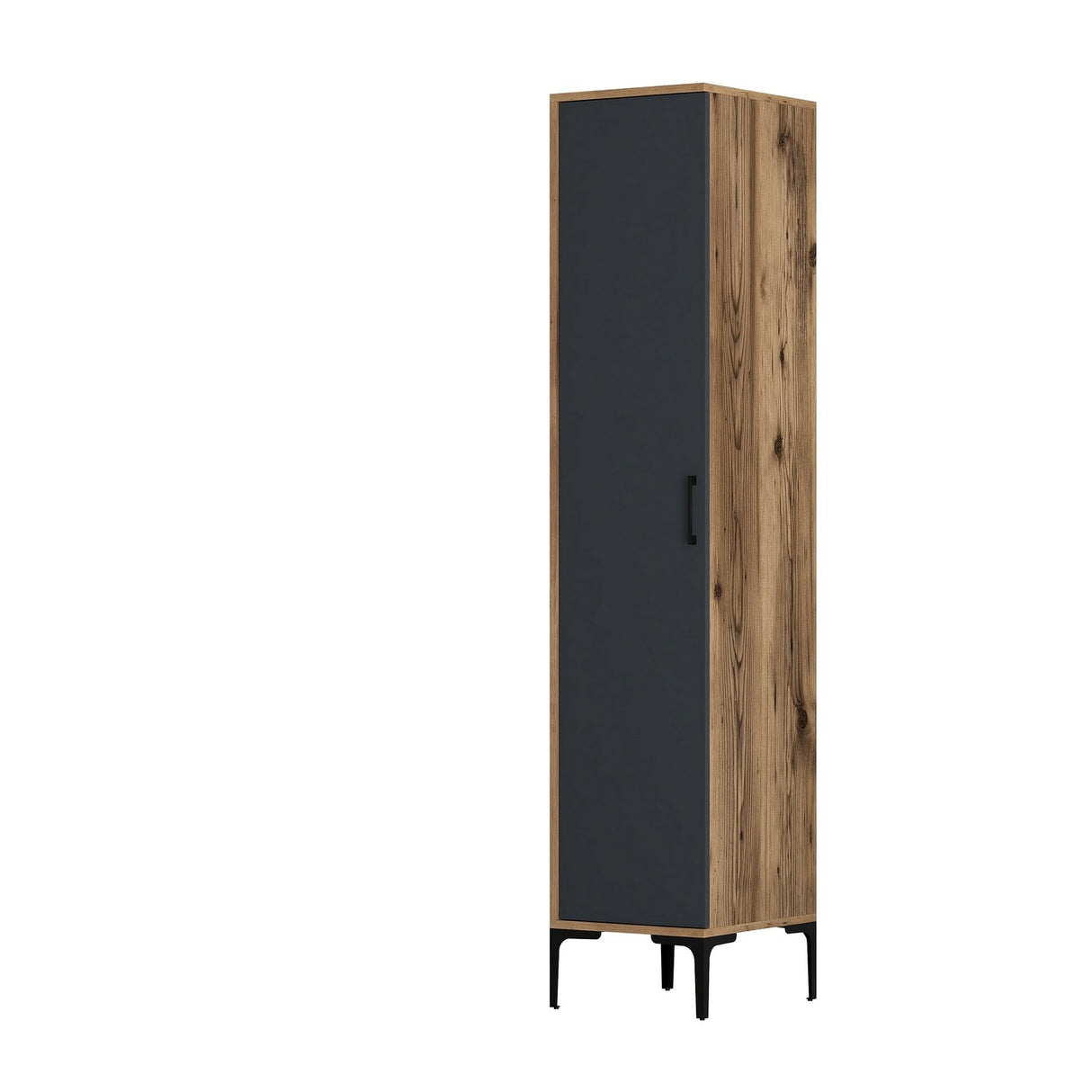 Kledingkasten - Kledingkast Kumual S Walnoot Antraciet Melamine 40x47,5x201,4 cm - Dimehouse