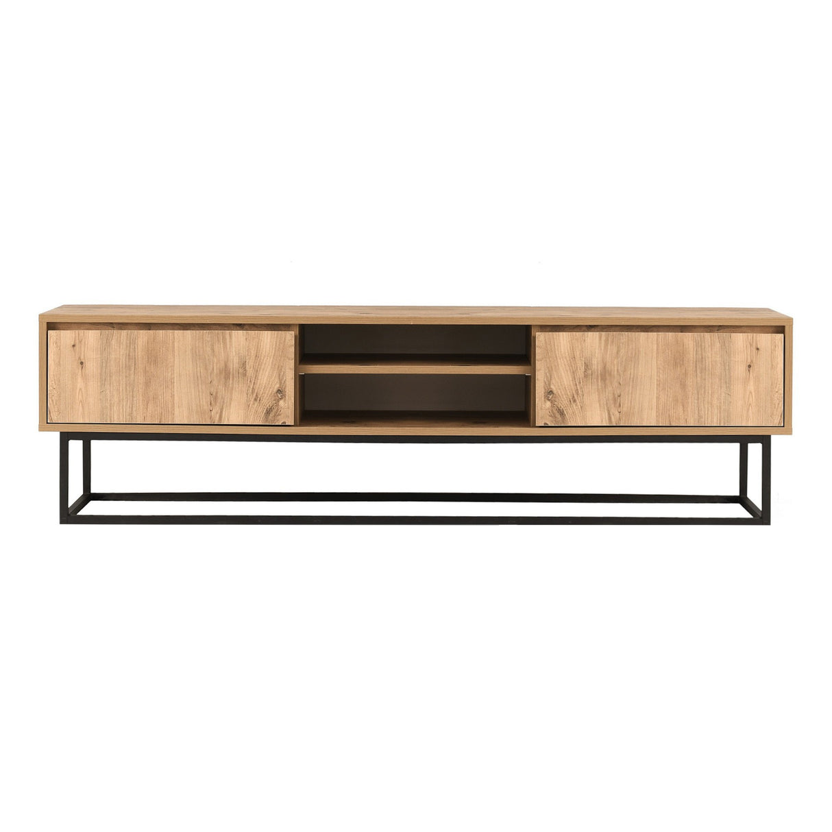 TV Meubels - TV Meubel Belinda Zwart Dennenhout Melamine 140x50x40 cm - Dimehouse