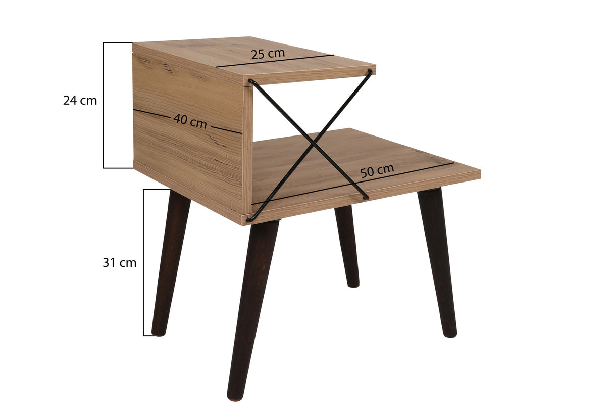 Bedside table cross oak melamine 50x55x40 cm
