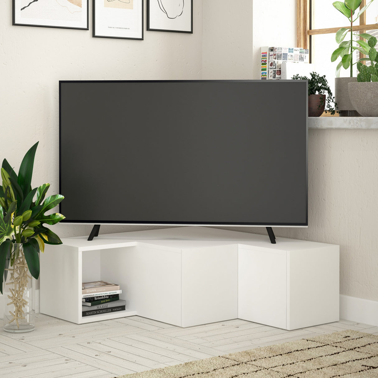 TV Meubels - TV Meubel Compact Wit Melamine 90x32x92 cm - Dimehouse