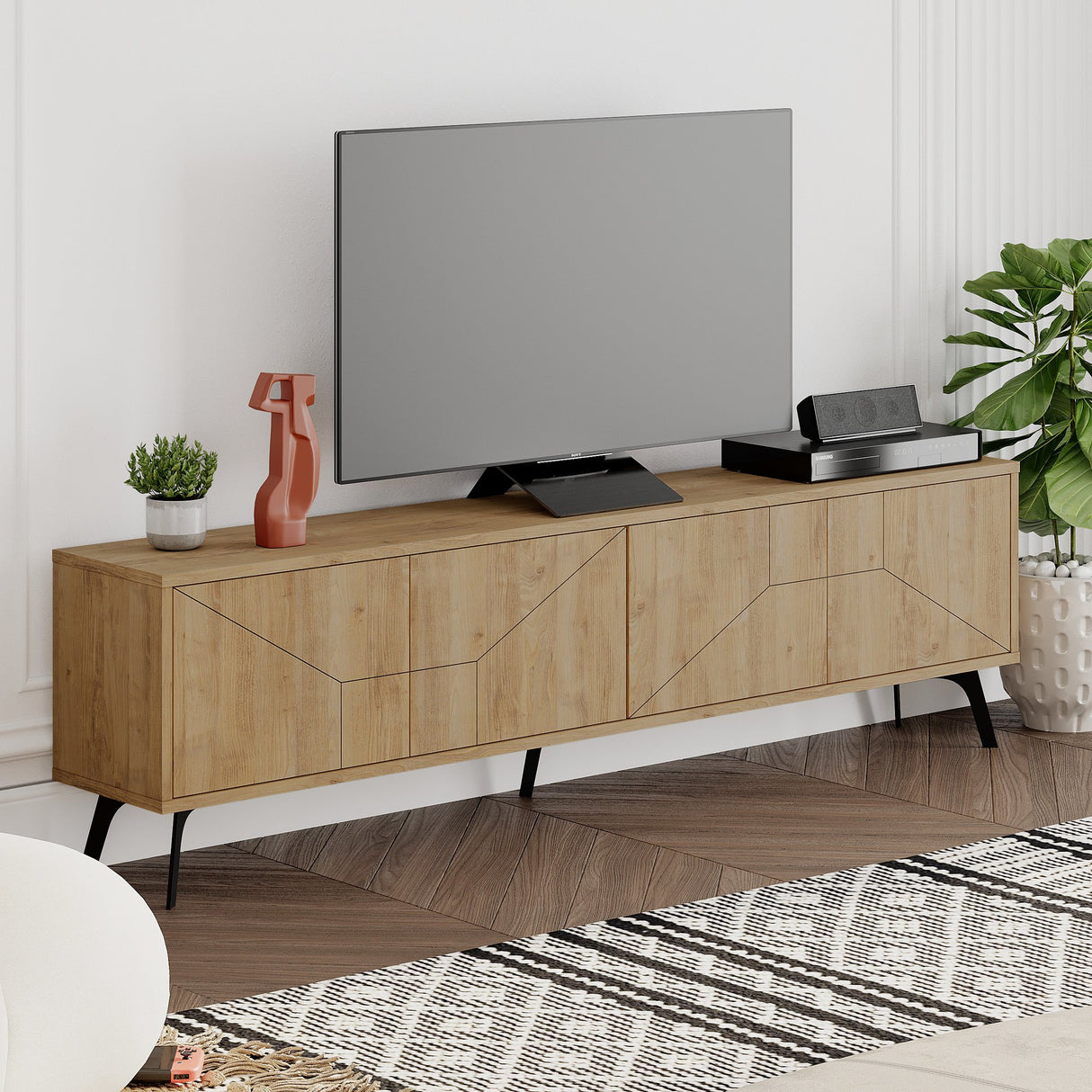 TV Meubels - TV Meubel Dune Eik Melamine 180x50x29,6 cm - Dimehouse