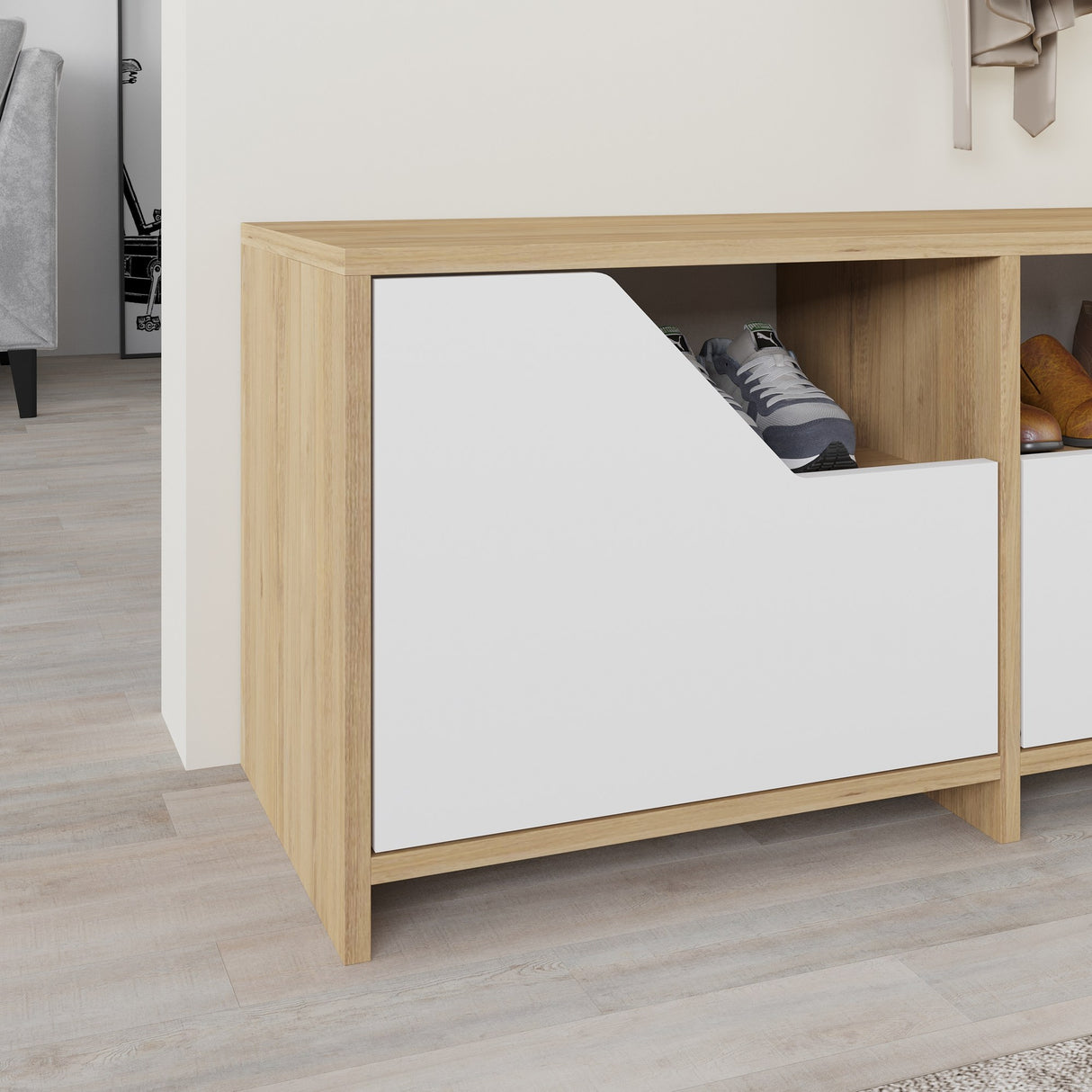 Shoe cabinet Nexus Oak White Melamine 105x47x37 cm