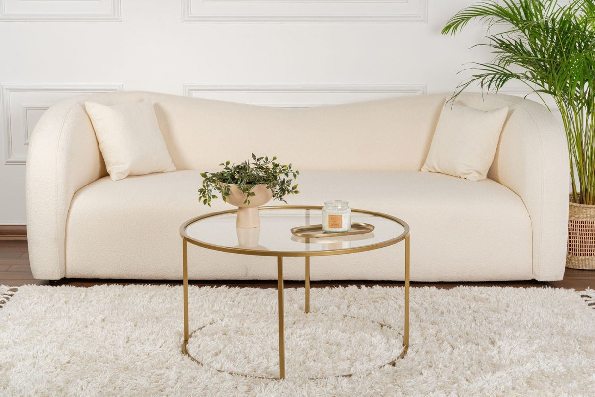 Modern Round Coffee Table Uru Gold - Glass - 80 cm