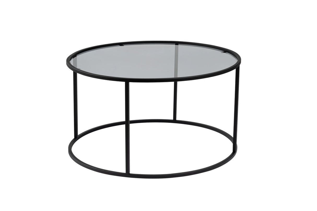 Modern Round Coffee Table Uru Black - Gray Glass - 80 cm