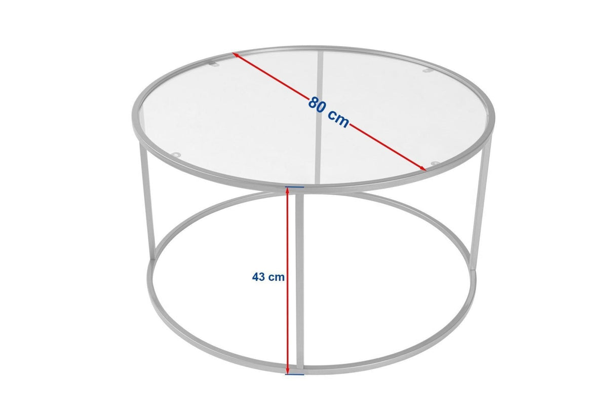 Modern Round Coffee Table Uru Black - Gray Glass - 80 cm