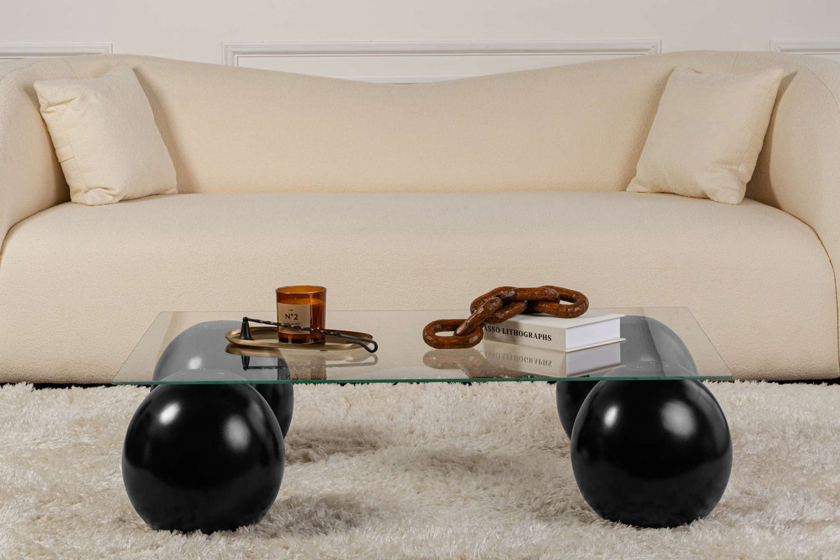 Coffee table Sera black transparent tempered glass 110x75x30 cm Black Transparent Tempered glass