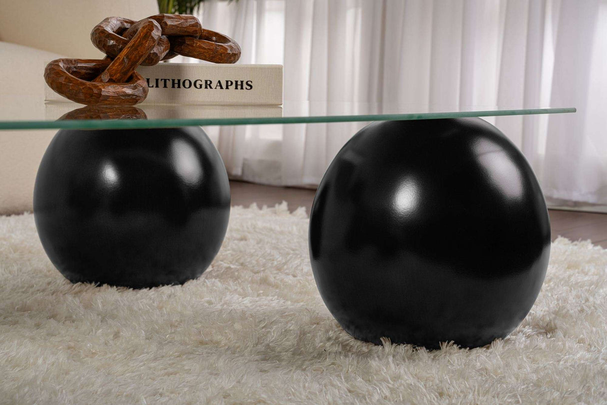 Coffee table Sera black transparent tempered glass 110x75x30 cm Black Transparent Tempered glass