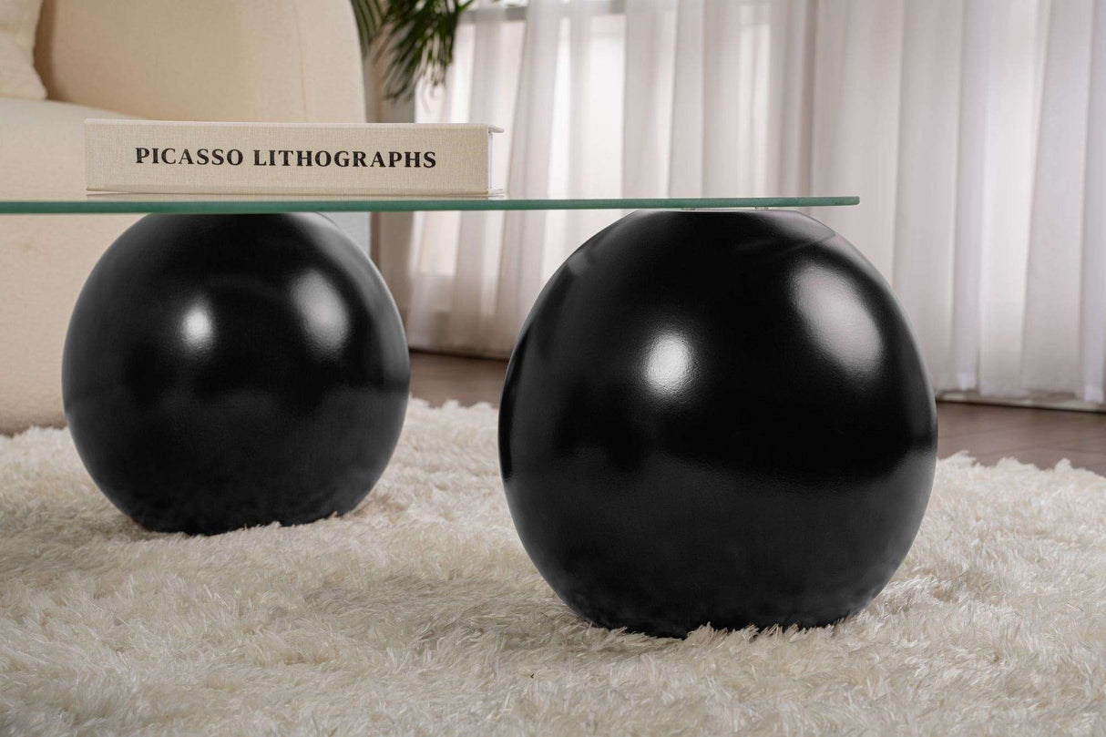 Evara Coffee Table 118x75x30 cm black and transparent glass Black Transparent Tempered glass